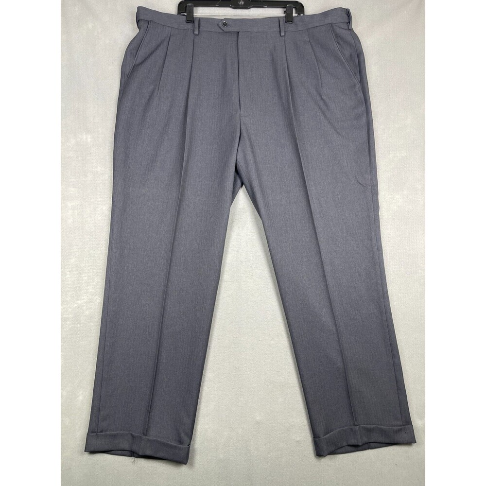 Paul Fredrick Dress Pants Mens Size 44 Slim Fit Gray Flat Front Cuff Leg Pleated